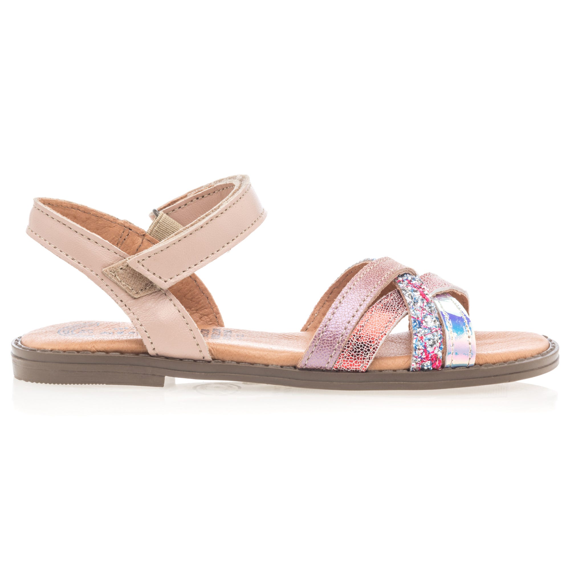 Nu-pieds Fille en cuir multicolore