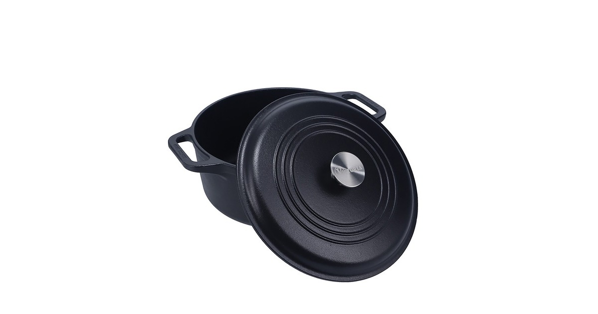 VictoriaDutch Oven, 26 cm 5,7 liter, Seasoned bak-/braadpan  (Zwart/zilver, Color+Kraft Cardboard Box)