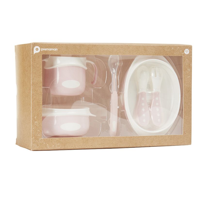 Set de repas Yummix en silicone Rose - Ecru
