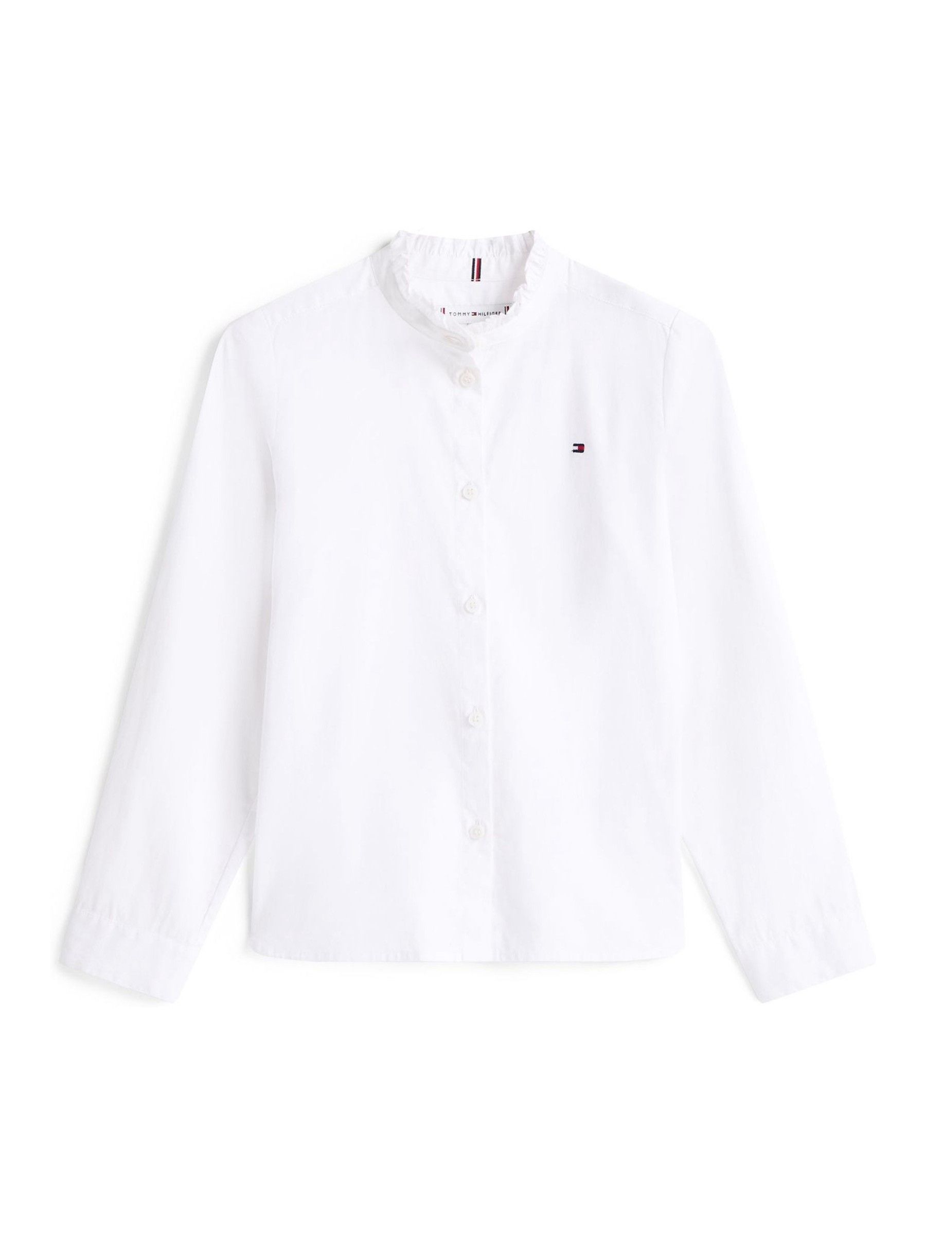 Tommy Hilfiger Ruffle Collar Poplin Relaxed Fit Blouse