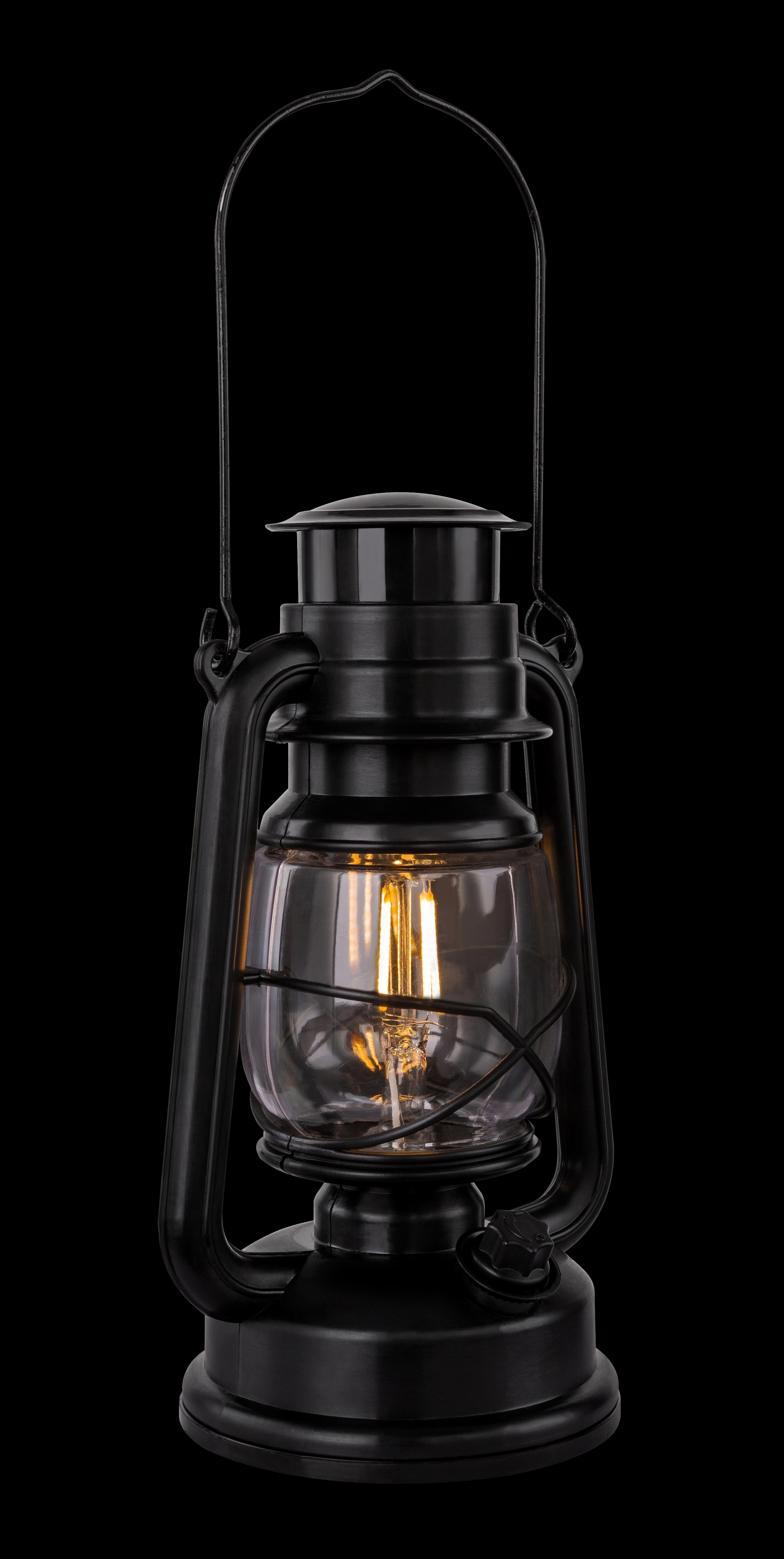 GLOBO LED Dekoleuchte Laterne Certaldo Schwarz 15,5x11,5cm H35,5cm