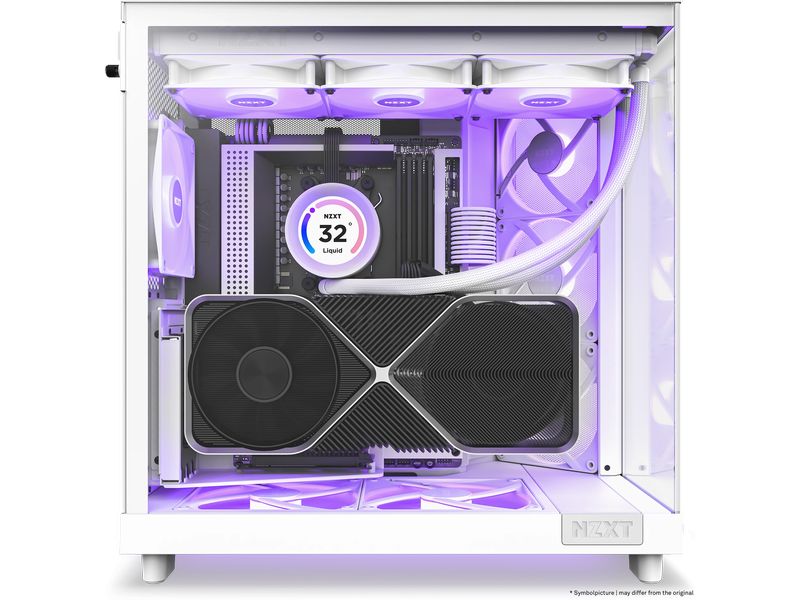 NZXT PC-Gehäuse H6 RGB Flow Weiss Kompaktes Mid-Tower-Gehäuse mit hohem Luftstrom und RGB Lüftern