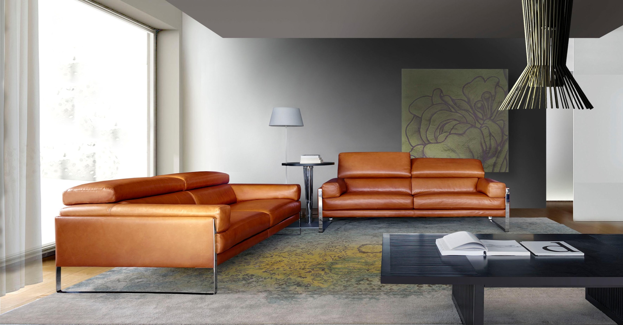 CALIA ITALIA 2,5-Sitzer »Romeo, Designsofa der Extraklasse mit tollem Sitzkomfort« Designkufenfuss und hochwertigem Lederbezug