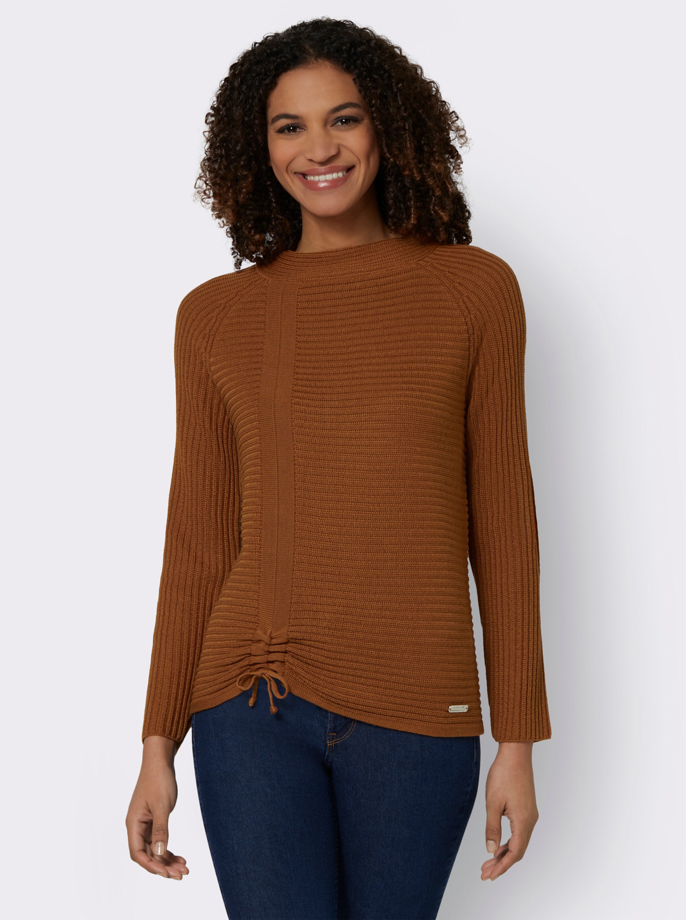 Langarm-Pullover mit Raffung am Saum