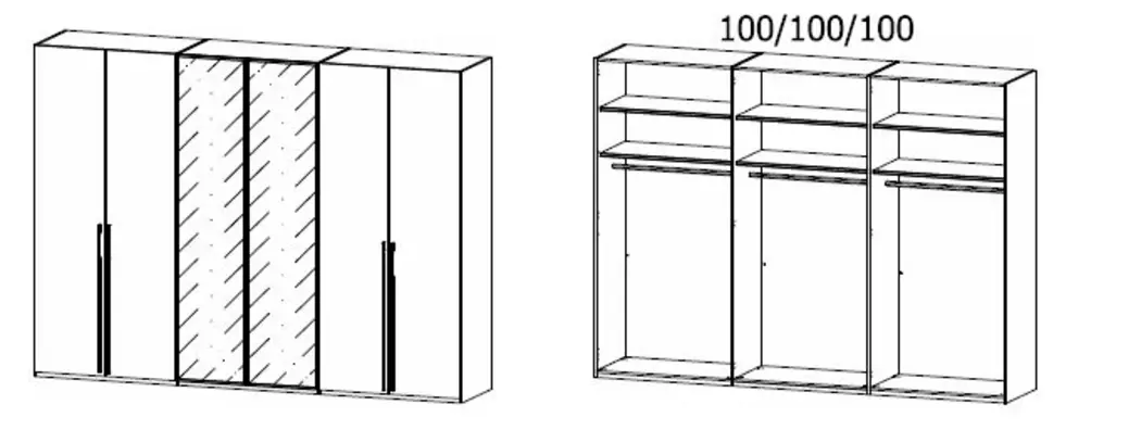 Kleiderschrank Skat Shine 301 x 223 cm