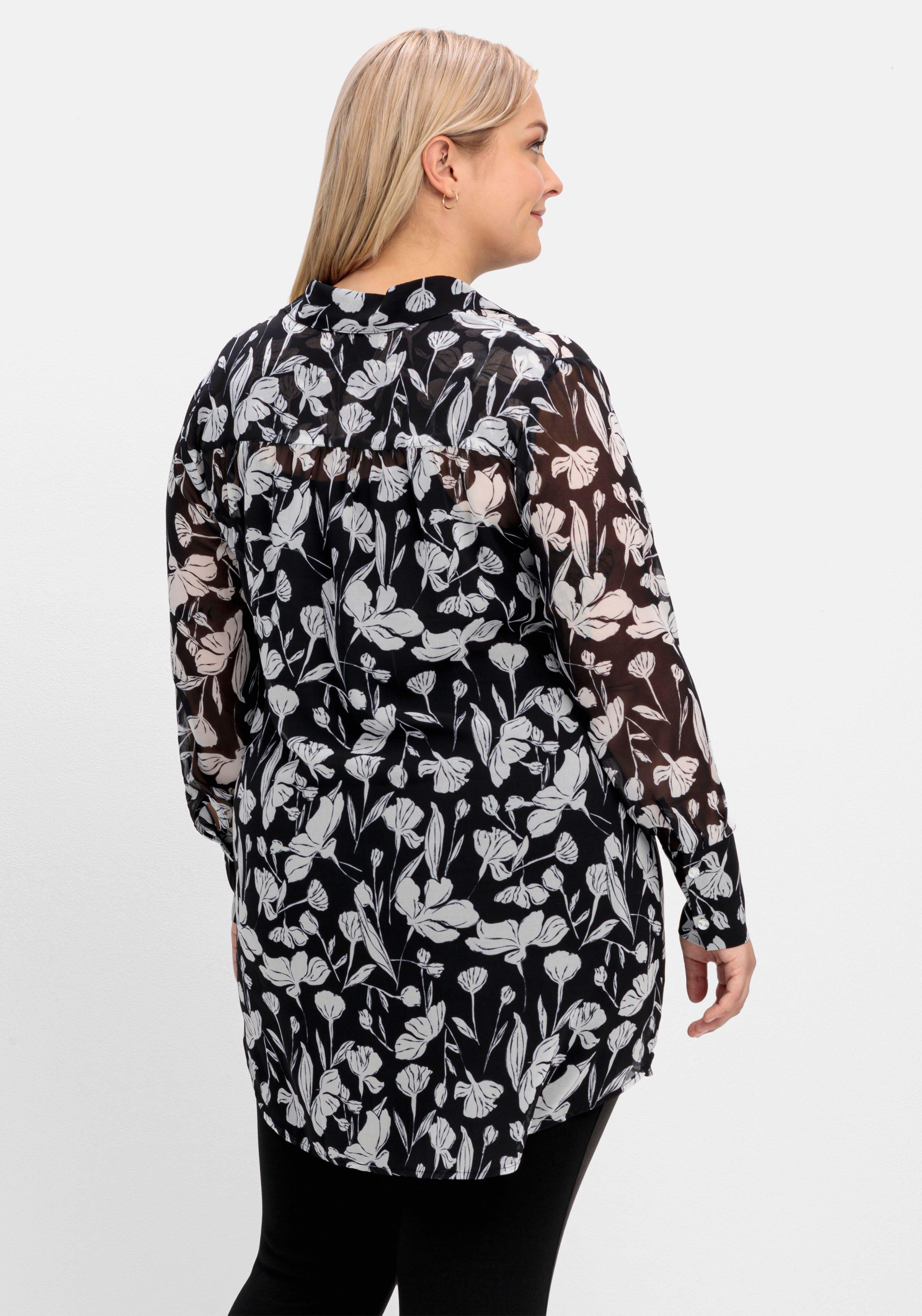 Floral bedruckte Chiffonbluse mit Unterziehtop