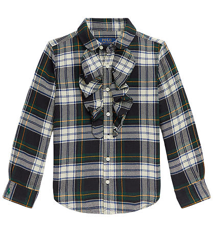 Polo Ralph Lauren Skjorte - Creme/ Grønternet m. Fl?se