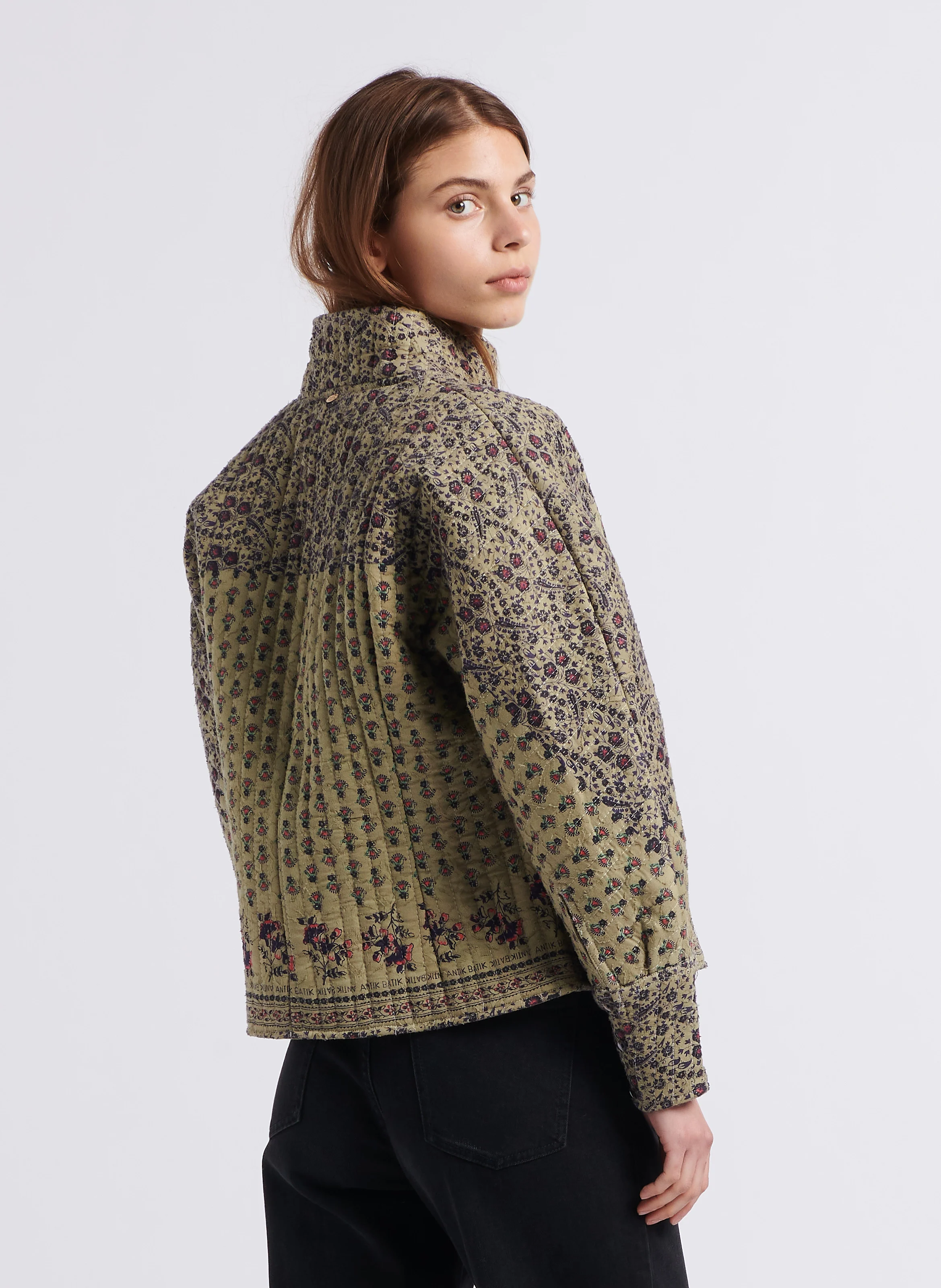 IRINA - Veste col montant matelassée en coton | Vert