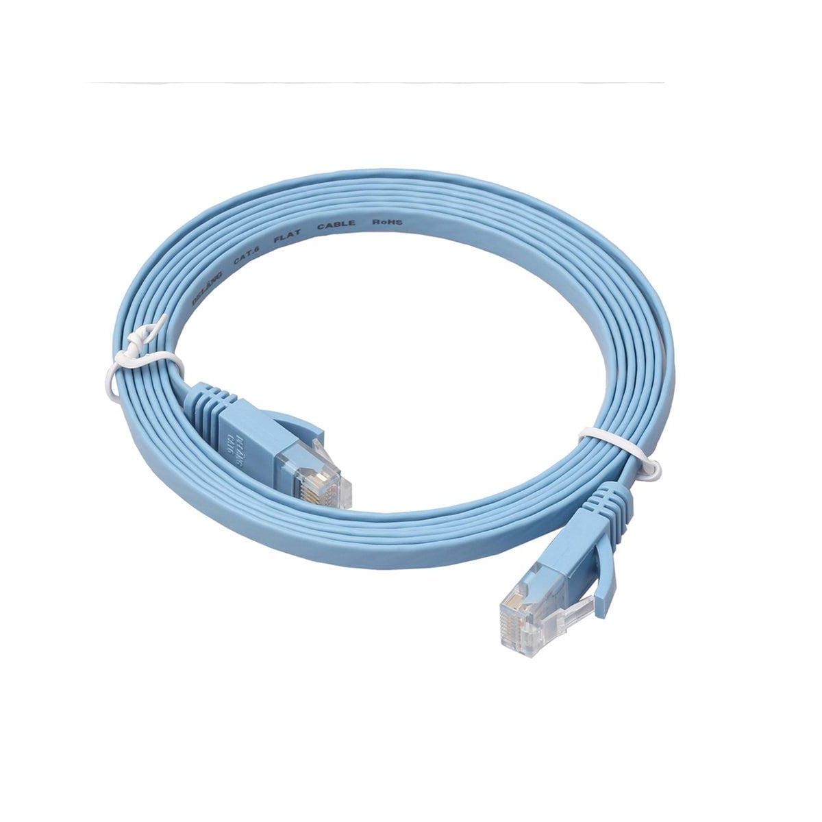 NÖRDIC Cat6 U/UTP flat nettverkskabel 7,5m 250MHz båndbredde og 10Gbps overføringshastighet blå