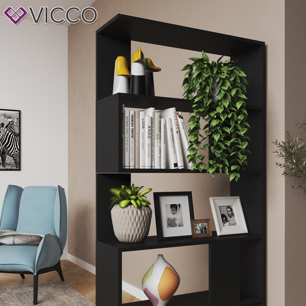 VICCO Raumteiler Schwarz Regal 5 Fächer 80 x 162,6 x 23,6 cm (BxHxT) modern