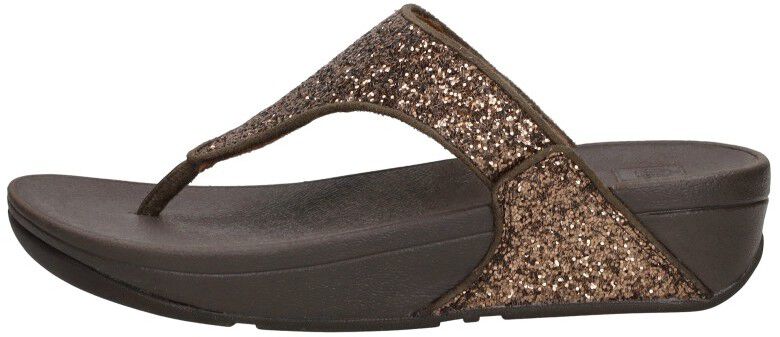 Fitflop Lulu Glitter Toe - Thongs PU Glitter donkerbruin