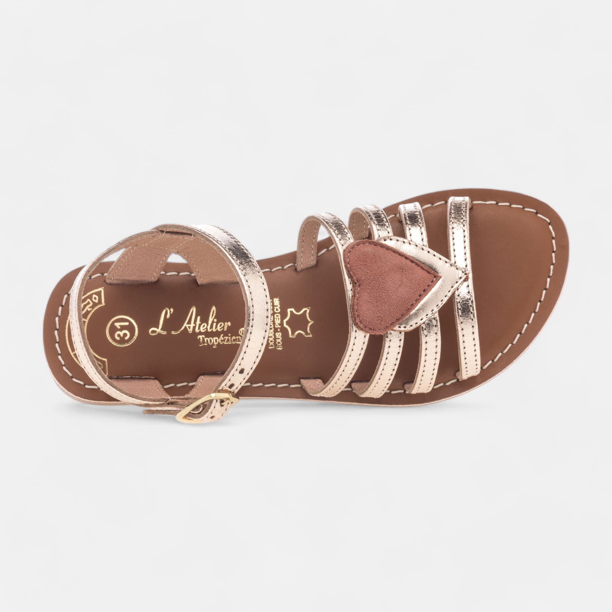 Nu-pieds Fille en cuir or