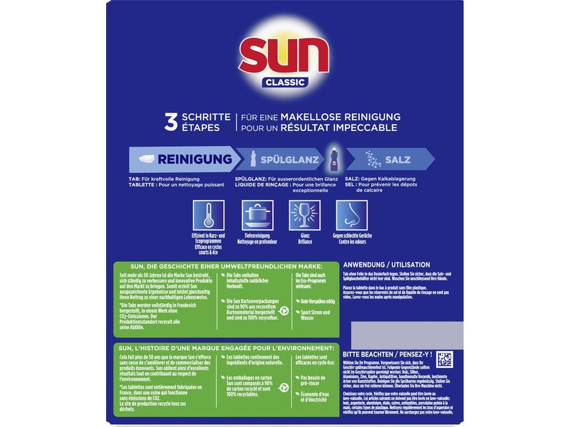 SUN Maschinenspülmittel 1in1 Tabs Lemon 105 Stück Praktische Reinigungstabs für die Geschirrspülmaschine