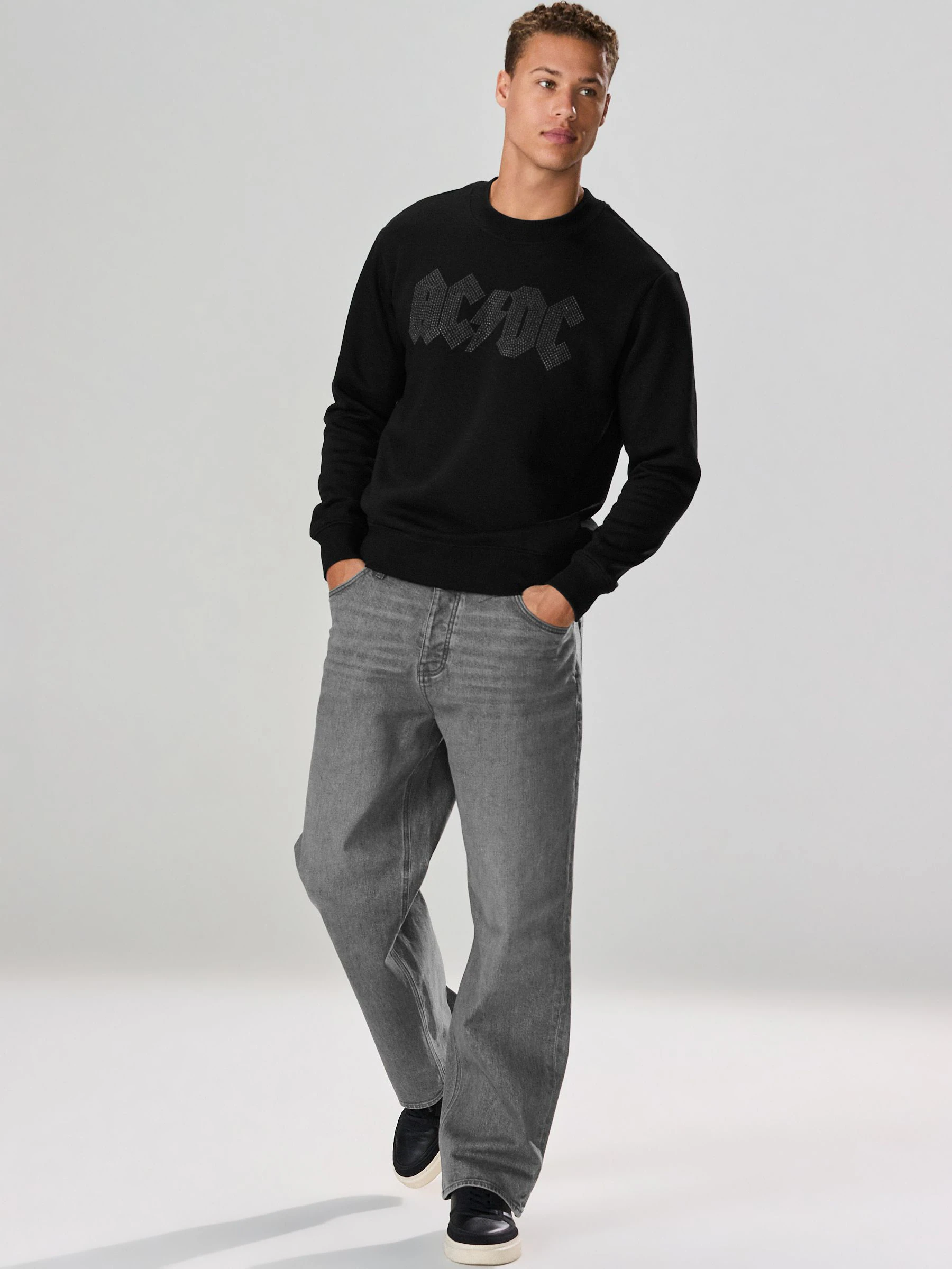 Zwart - ACDC Licence Graphic Crew Sweatshirt