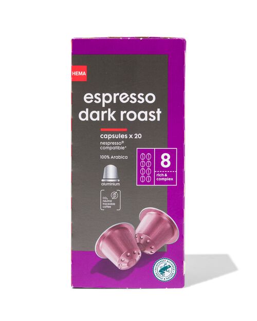 20 capsules de café espresso dark roast