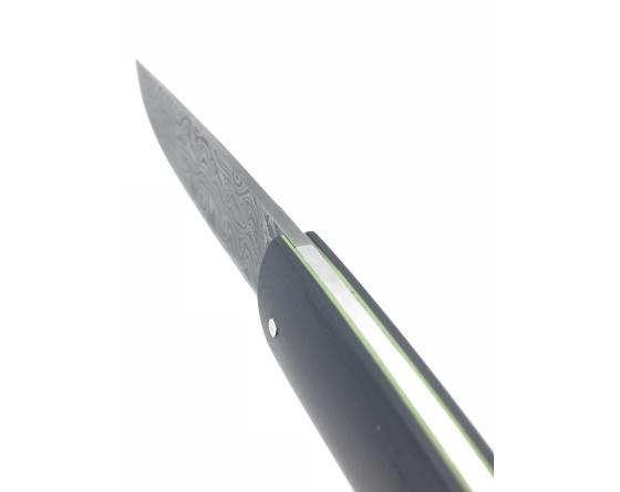 Julien Bailon - Le Thiers Damas Avakian modèle Grenaille - G10 Noir - Intercalaire Vert Pomme Couteau de Poche Le Thiers par Baillon