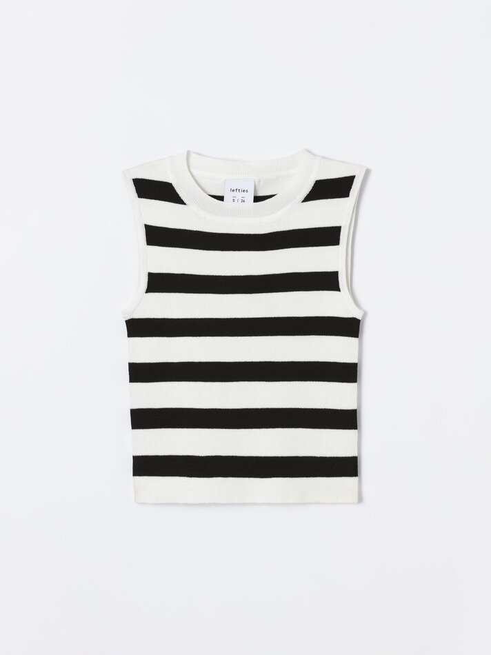 Blusa básica de malha - Preto/branco