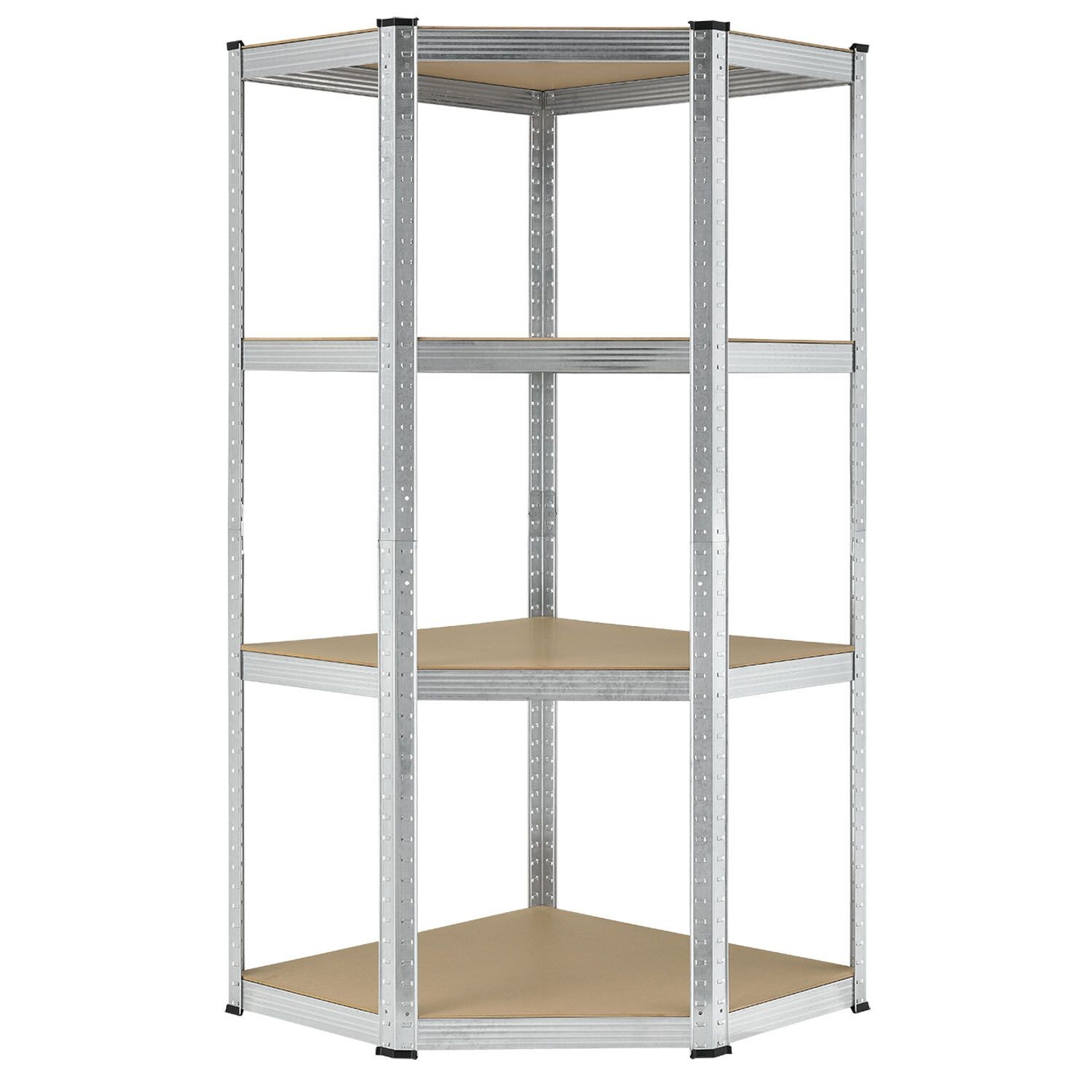 Juskys 3er Metall Regalsystem Easy | 1 Eckregal & 2 Schwerlastregale | 12 MDF Holz Böden | 960kg