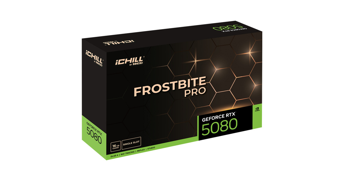 INNO3DGeForce RTX 5080 ICHILL FROSTBITE PRO grafische kaart  (DLSS 4, 3x DisplayPort, 1x HDMI 2.1)