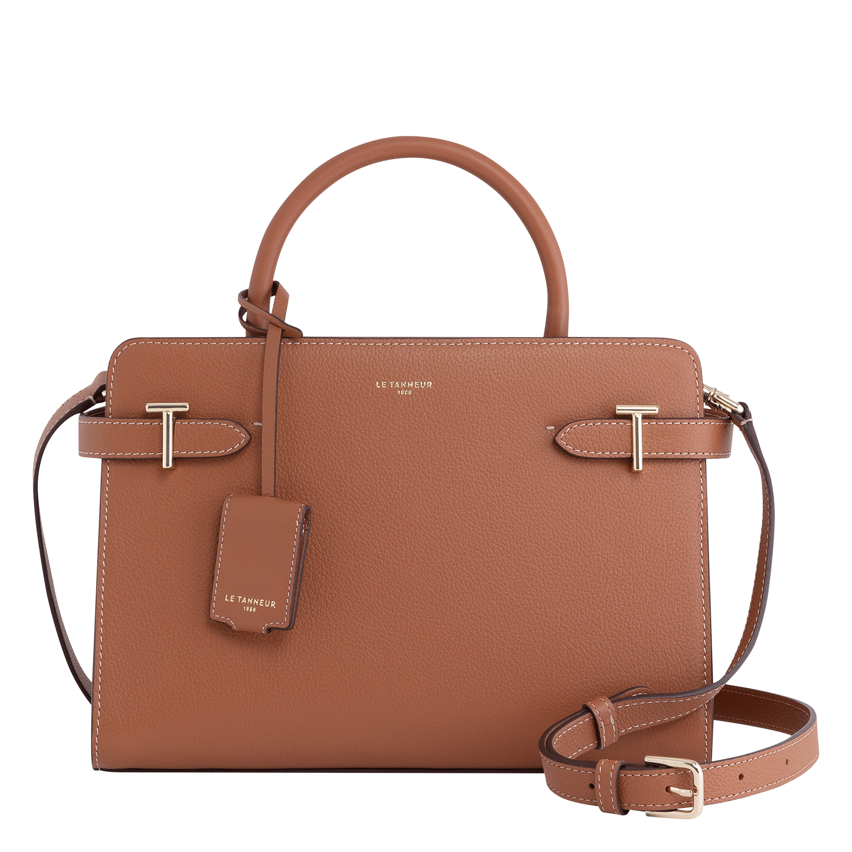 EMILIE - Sac à main en cuir grainé | Marron