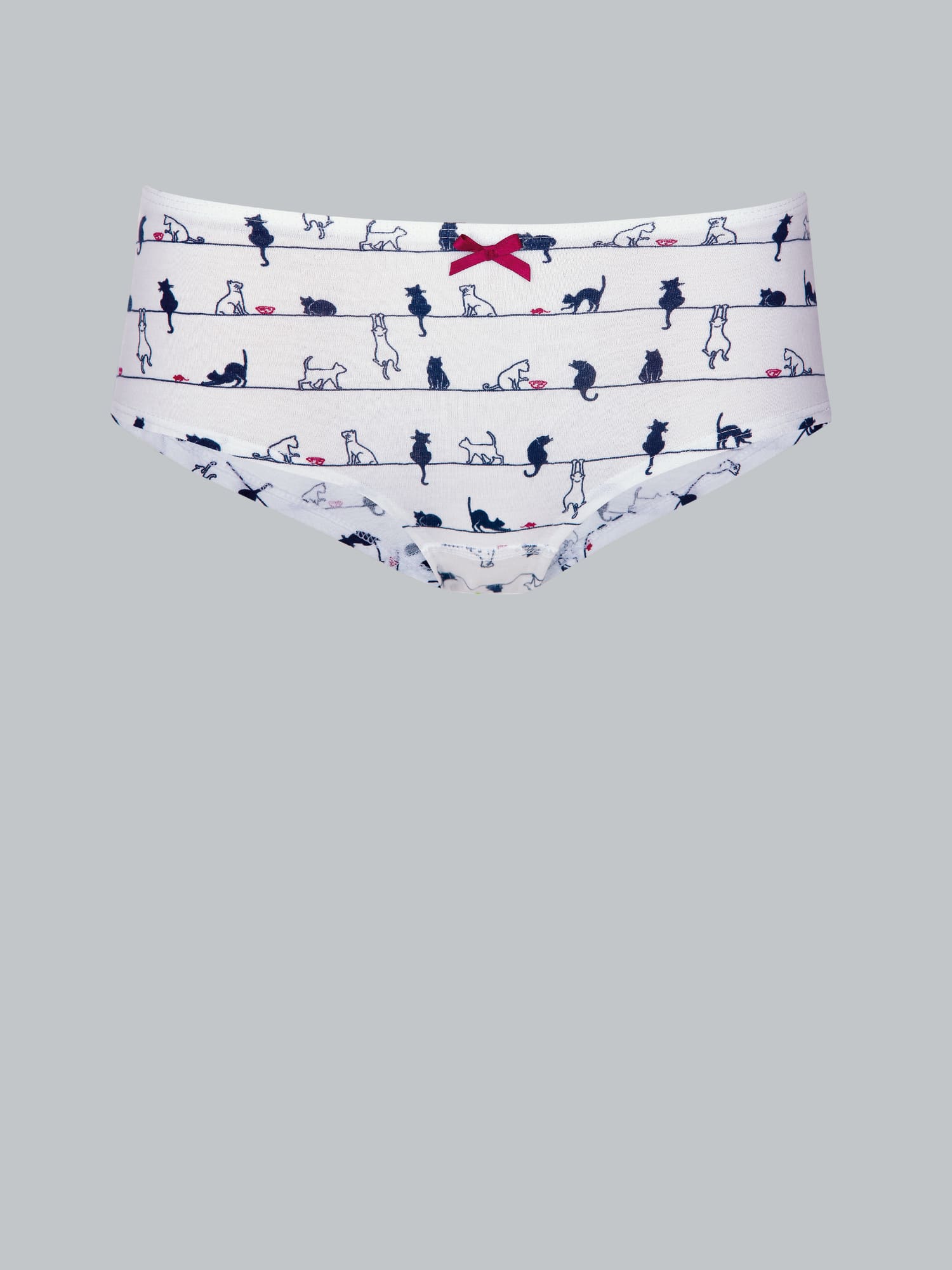 Hüft-Pants mit Elastikbund und Schleifchen Weiss