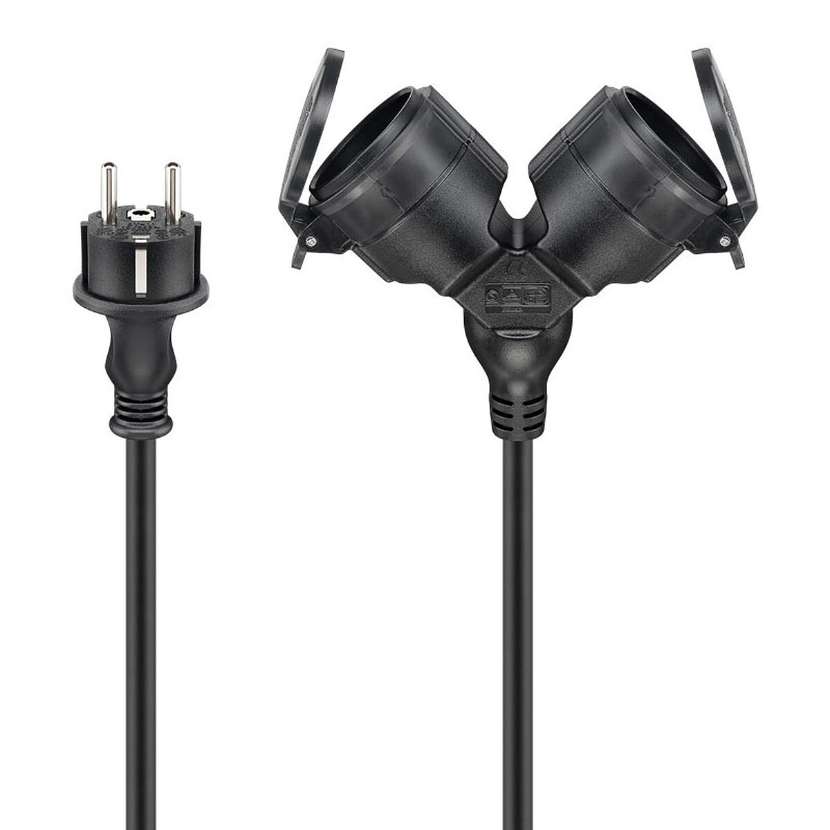 Goobay Câble Rallonge électrique double pour l'extérieur - 10 mètres - Noir