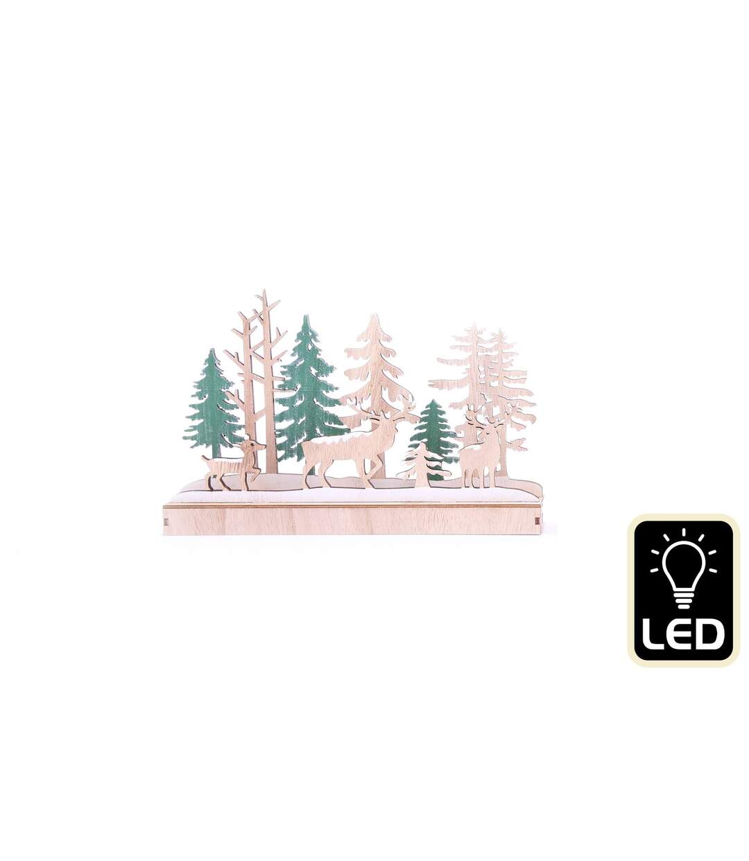 Décoration de Noël à poser en bois renne Forest Deco - Beige et vert