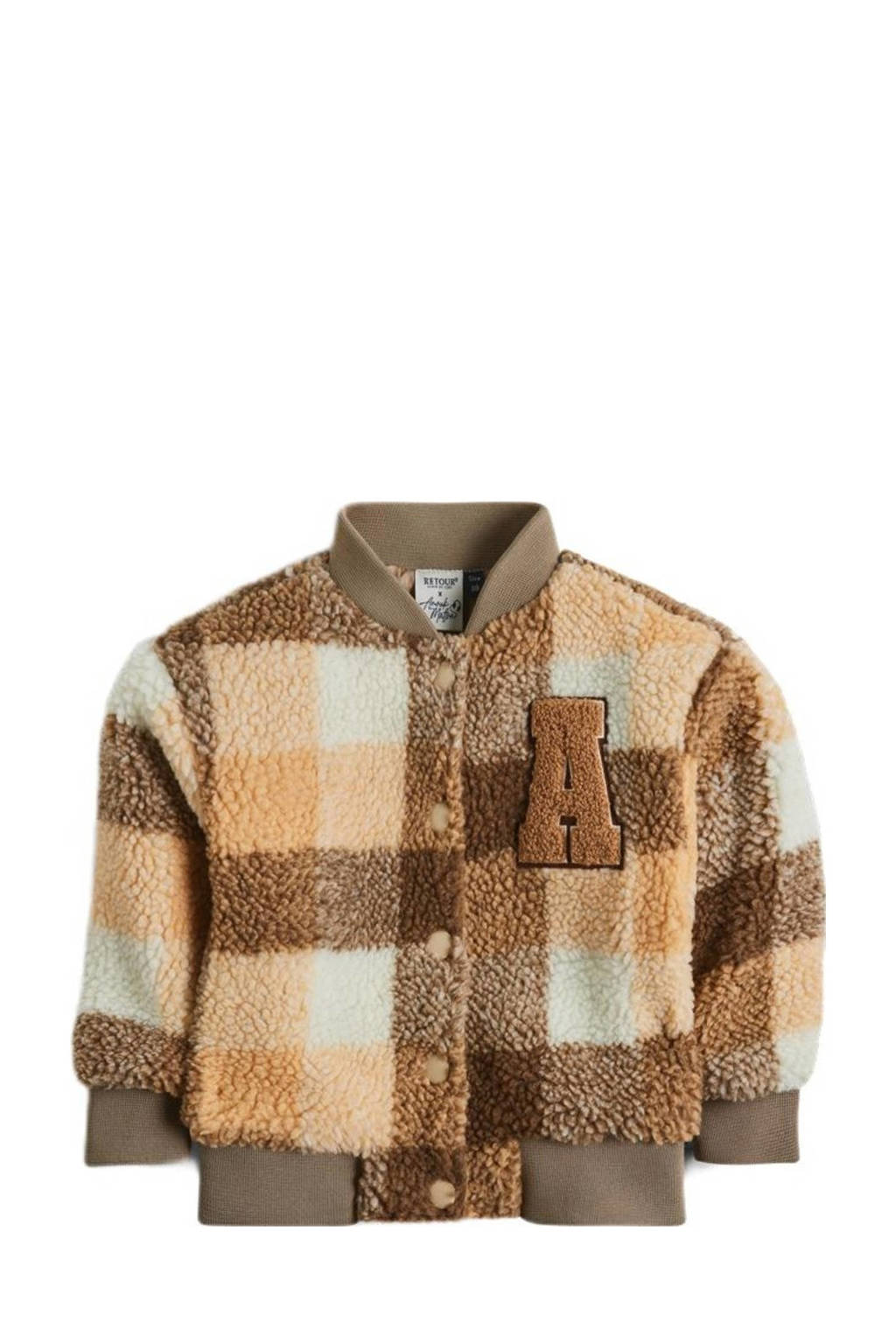 Retour Jeans geruite teddy winterjas Ayla beige/bruin