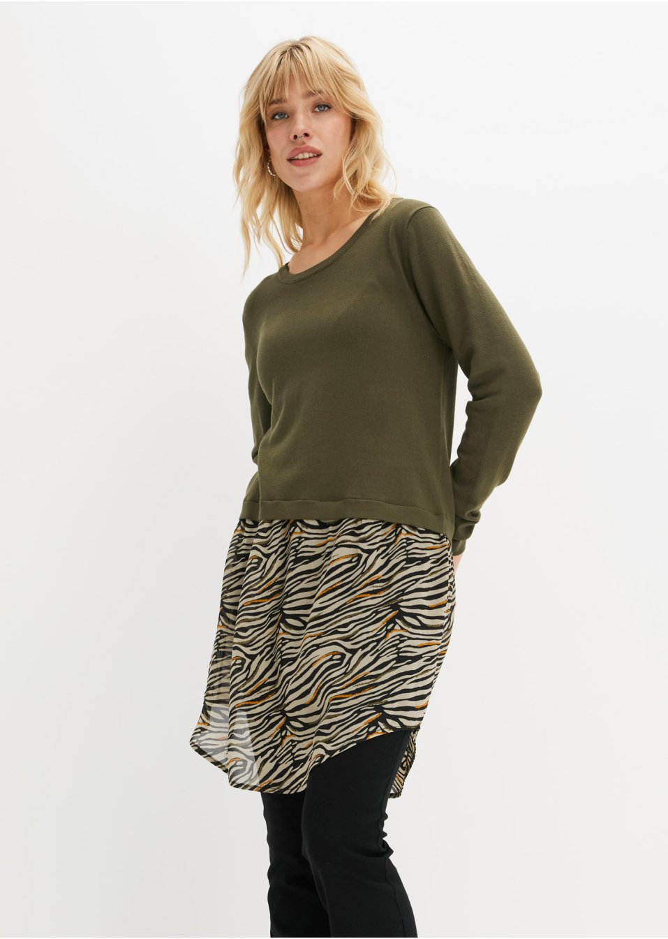 Pull avec empiècement jupe avec viscose