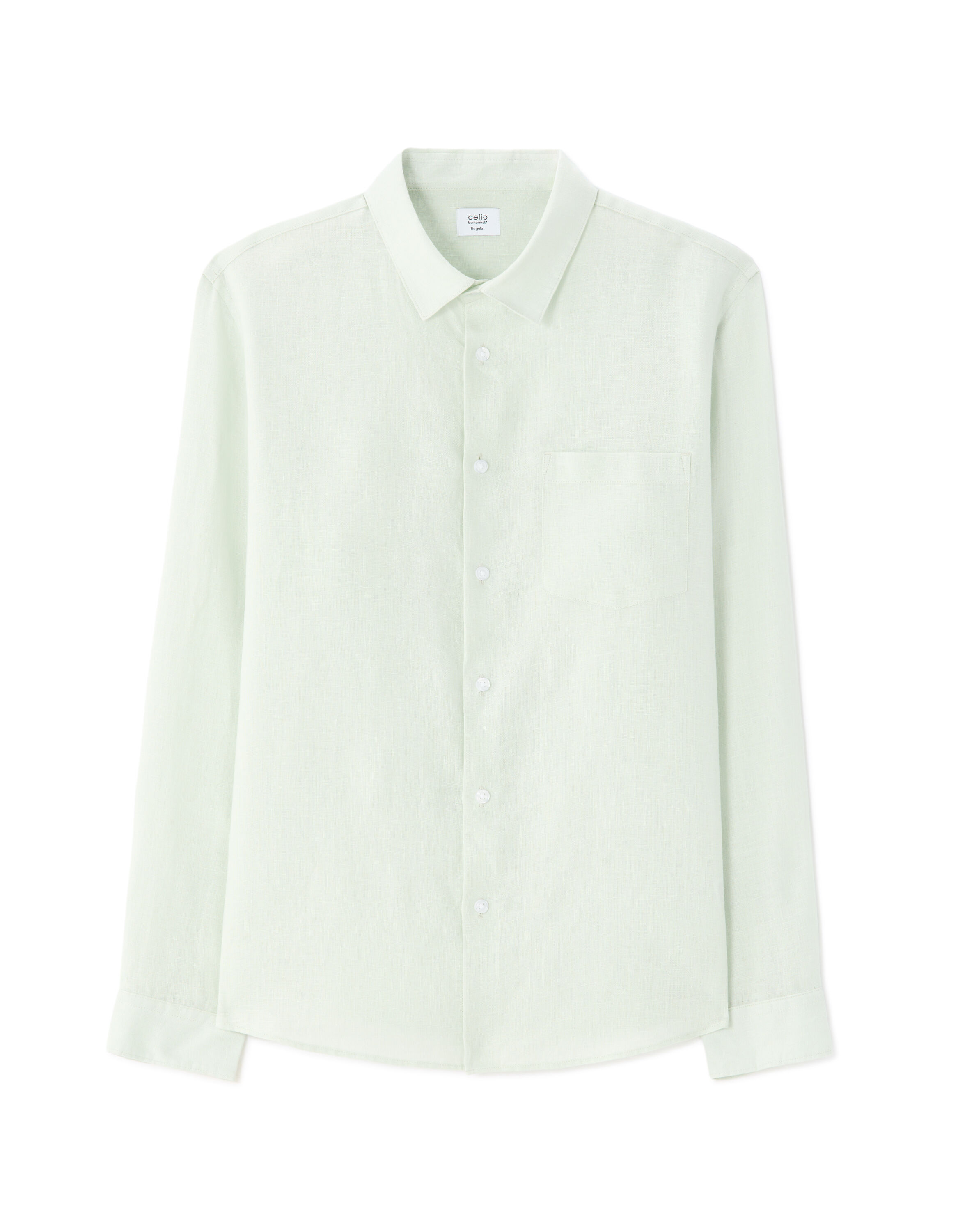 Chemise regular 100% lin - vert clair