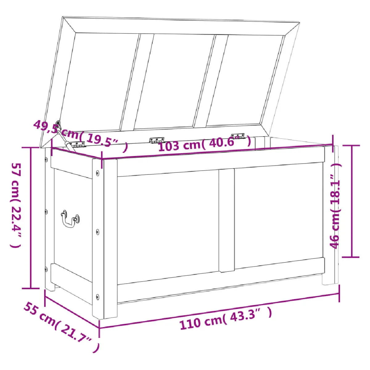 vidaXL Coffre de rangement Marron Acacia