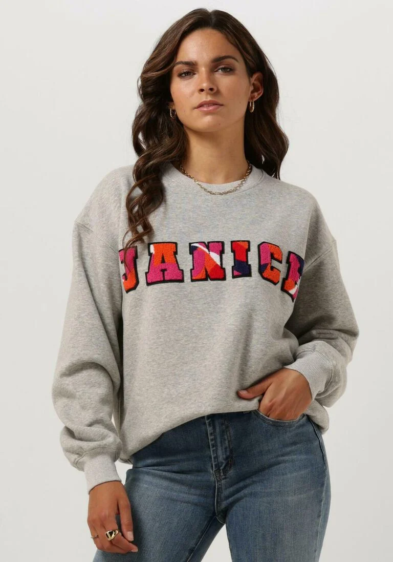 JANICE grijze janice trui sweater dames andy logo