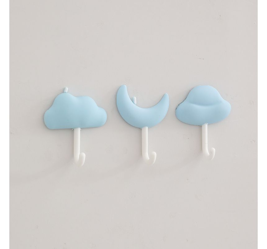 Baburu - Set van 3: Maan/wolk plastic kleefhaak (verschillende ontwerpen)