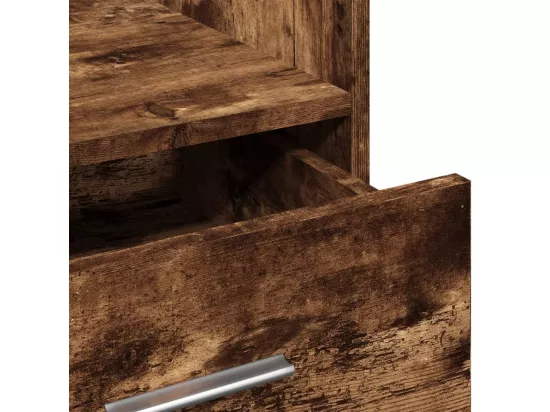 Pupitre et roues et tiroir chêne fumé bois d'ingénierie