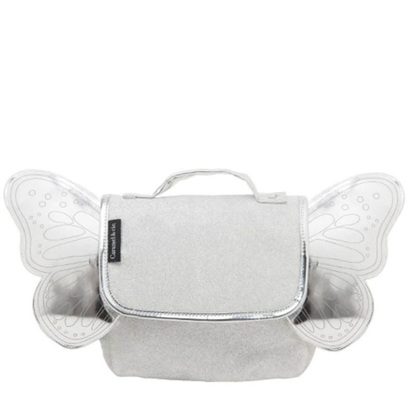 Mini cartable Caramel et Cie Papillon 26 cm Argent