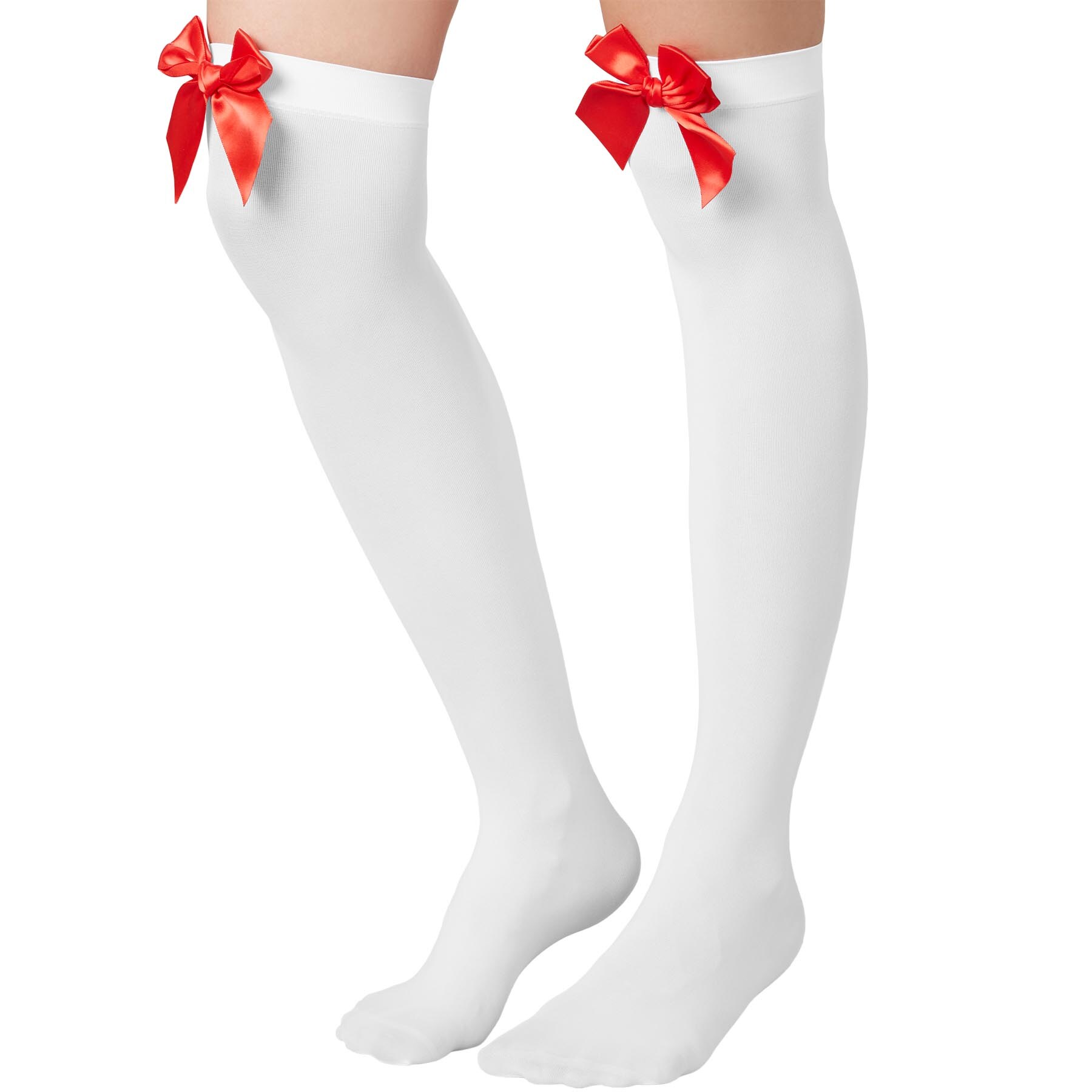 tectake® Overknee-Strümpfe mit roter Schleife