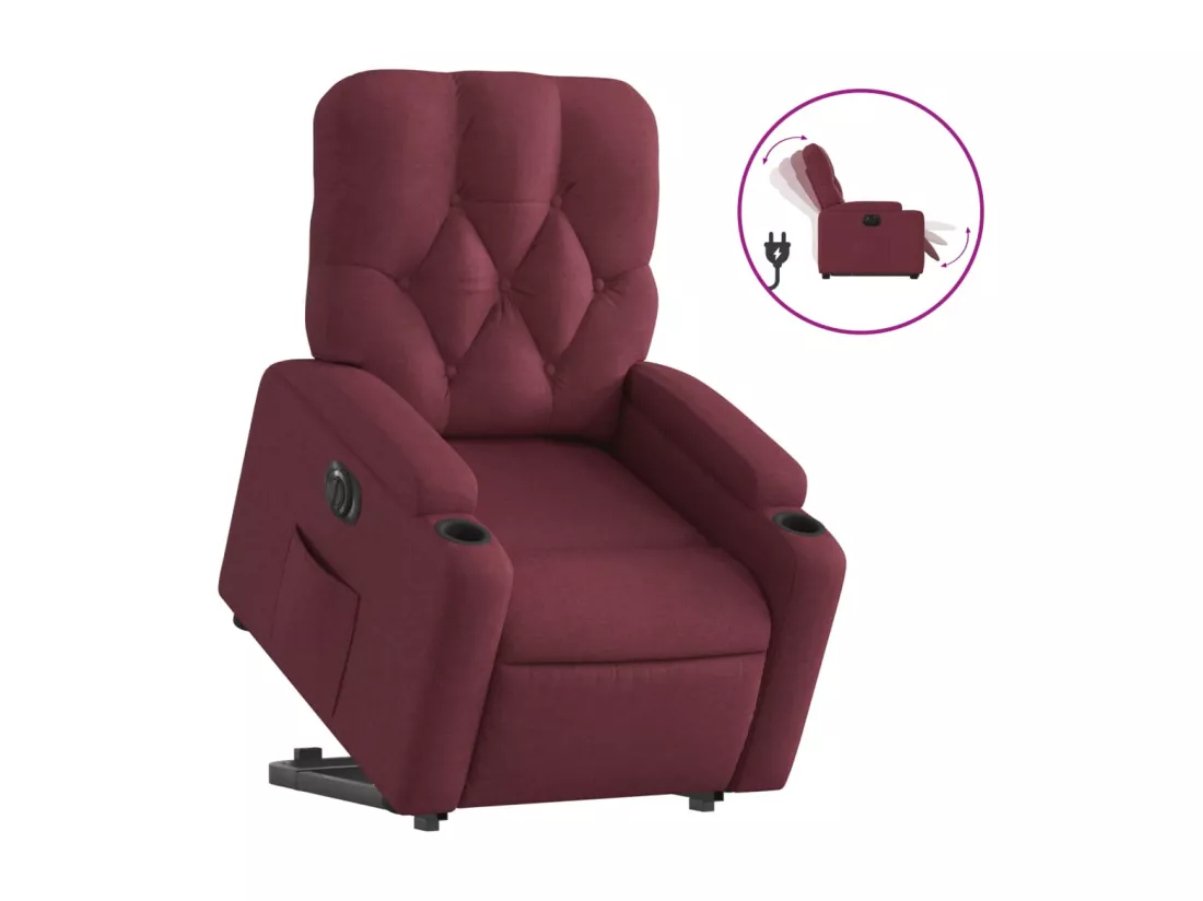 Fauteuil inclinable électrique rouge bordeaux tissu