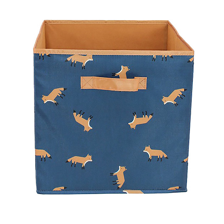 Panier de rangement pliable en cube Norasia bleu et motif renards