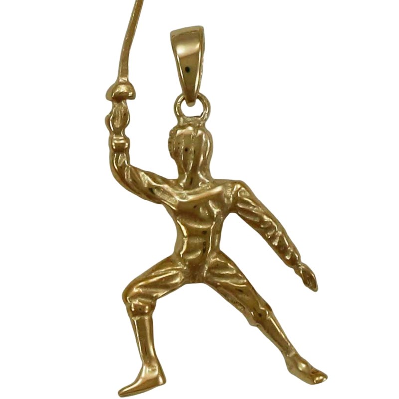 Pendentif escrimeur en garde - Plaqué or