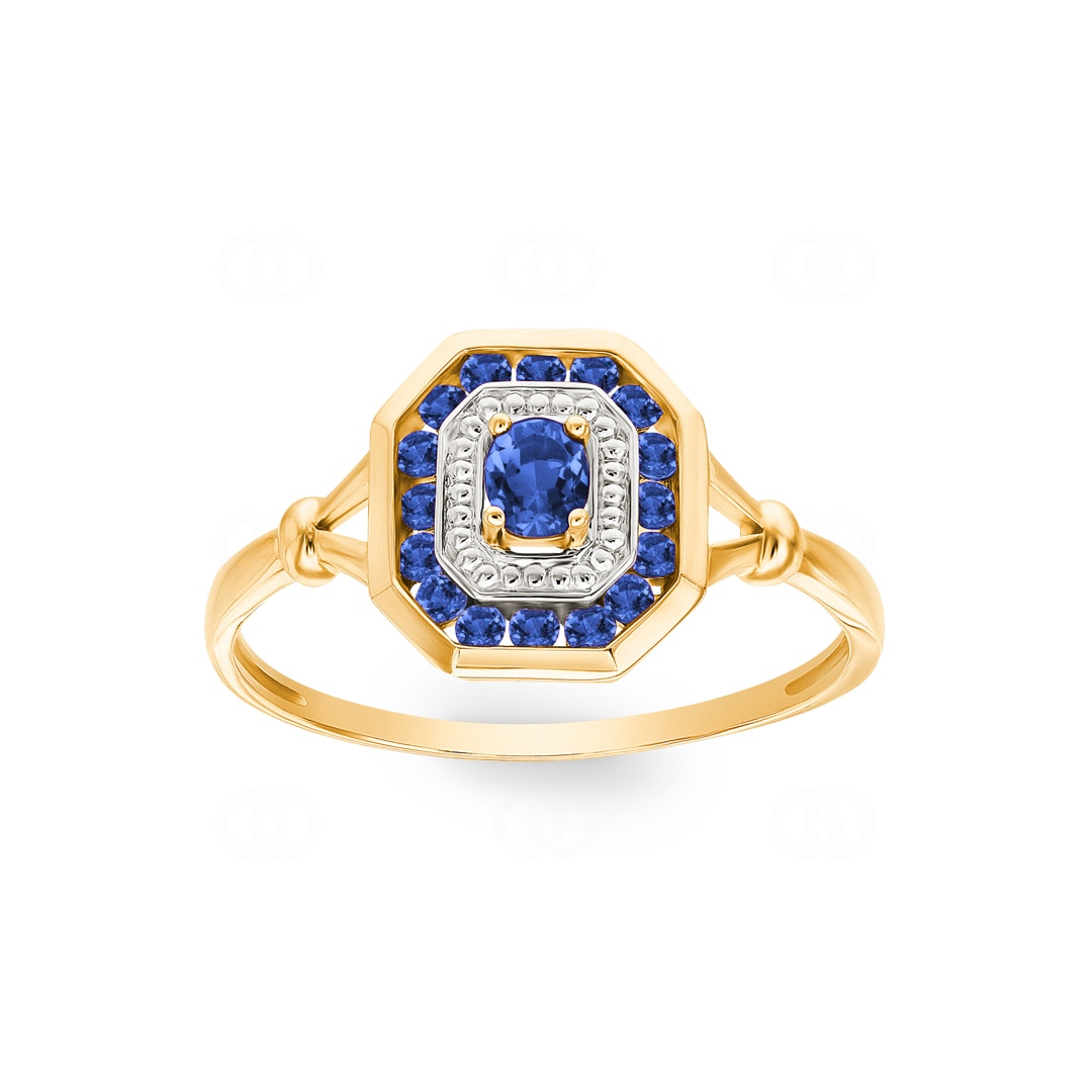 Damenring 750/18 K Gelbgold mit 17 Saphiren