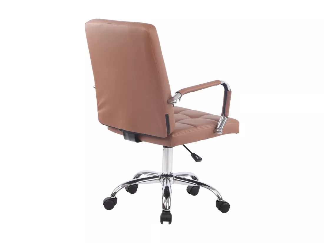 Chaise de bureau - Similicuir & Métal chromé - Marron clair - Deli PRO