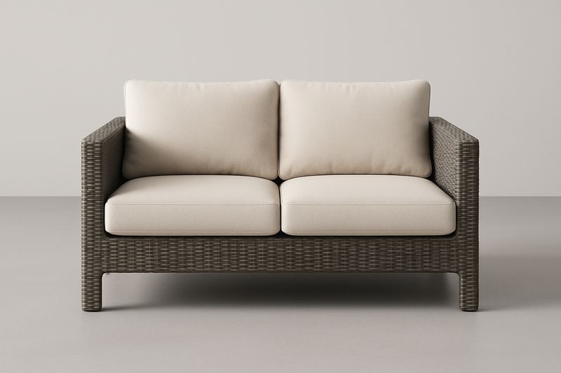 Garten-/Outdoor-Zweisitzer-Sofa aus Polyrattan, Dunkelbraun/Beige