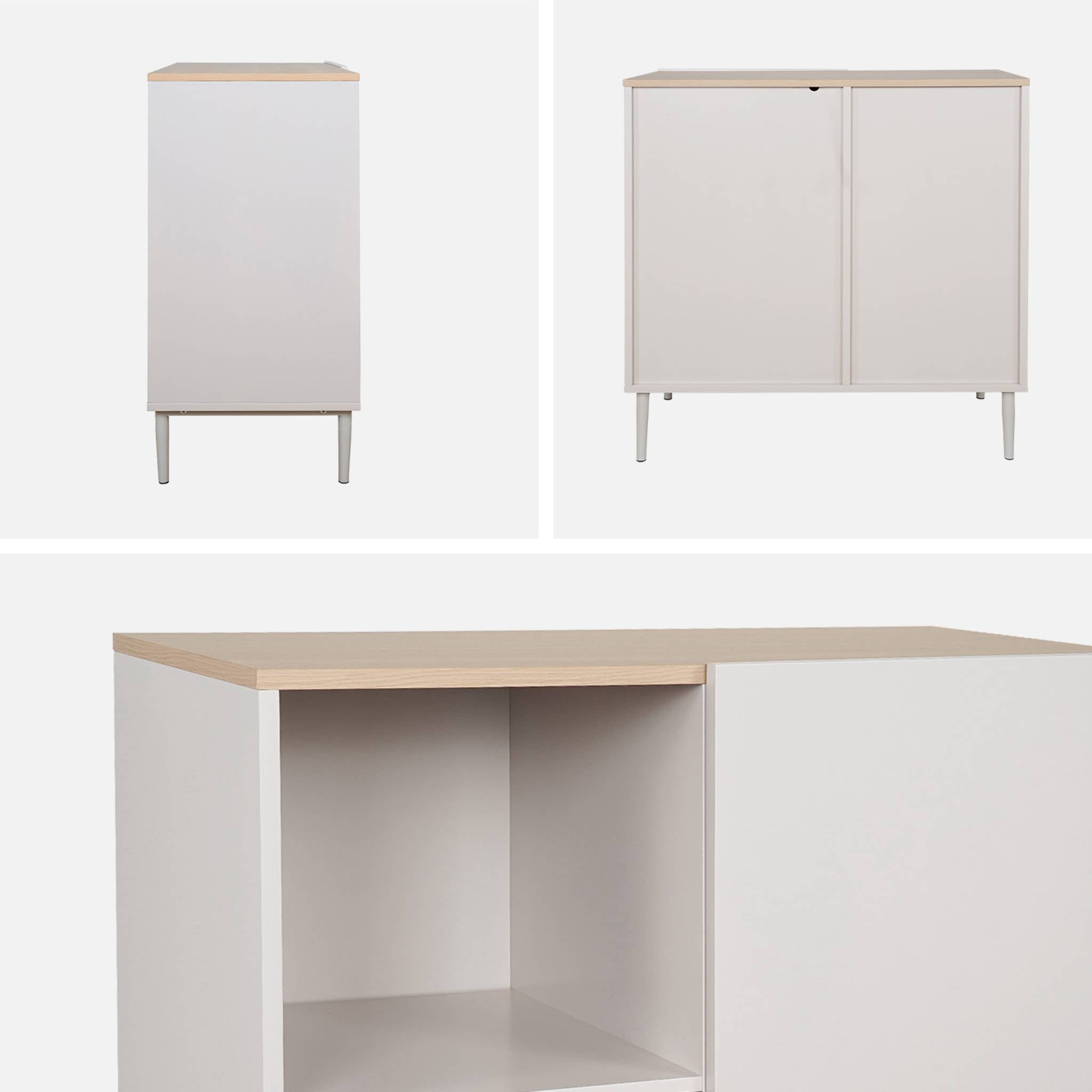 sweeek - Dressoir 1 deur metaal en houtdecor 80cm