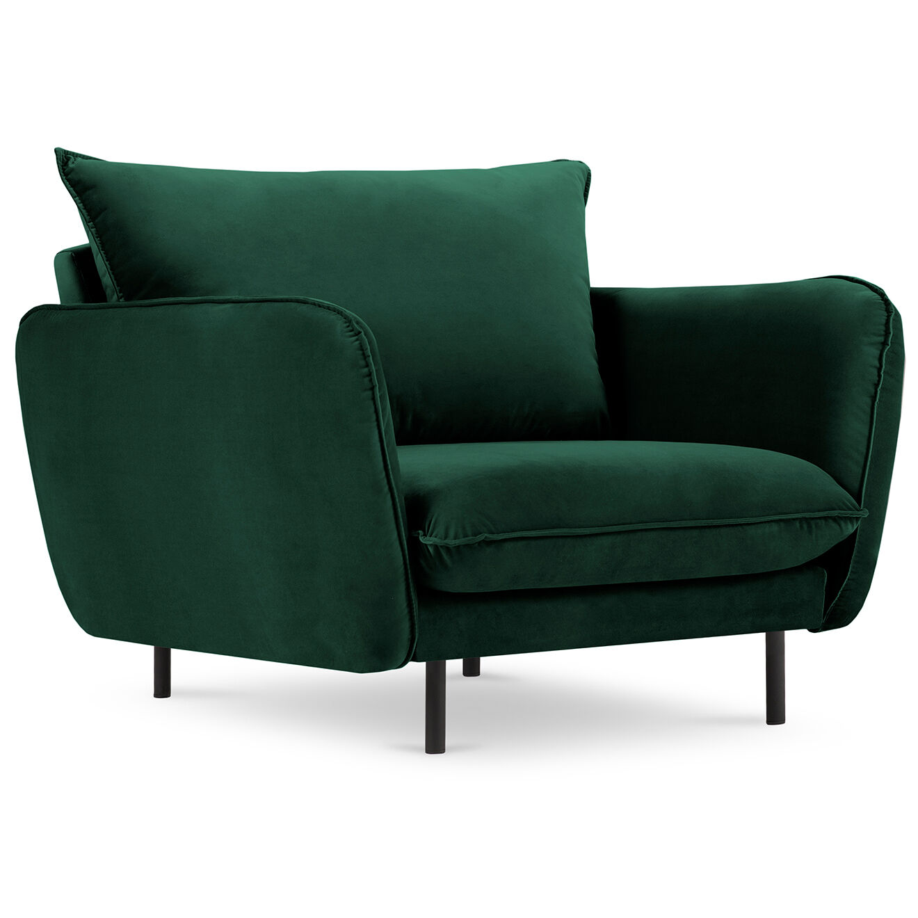 Cosmopolitan Design Fauteuil en Velours Vienna vert bouteille - 95x92x95 cm