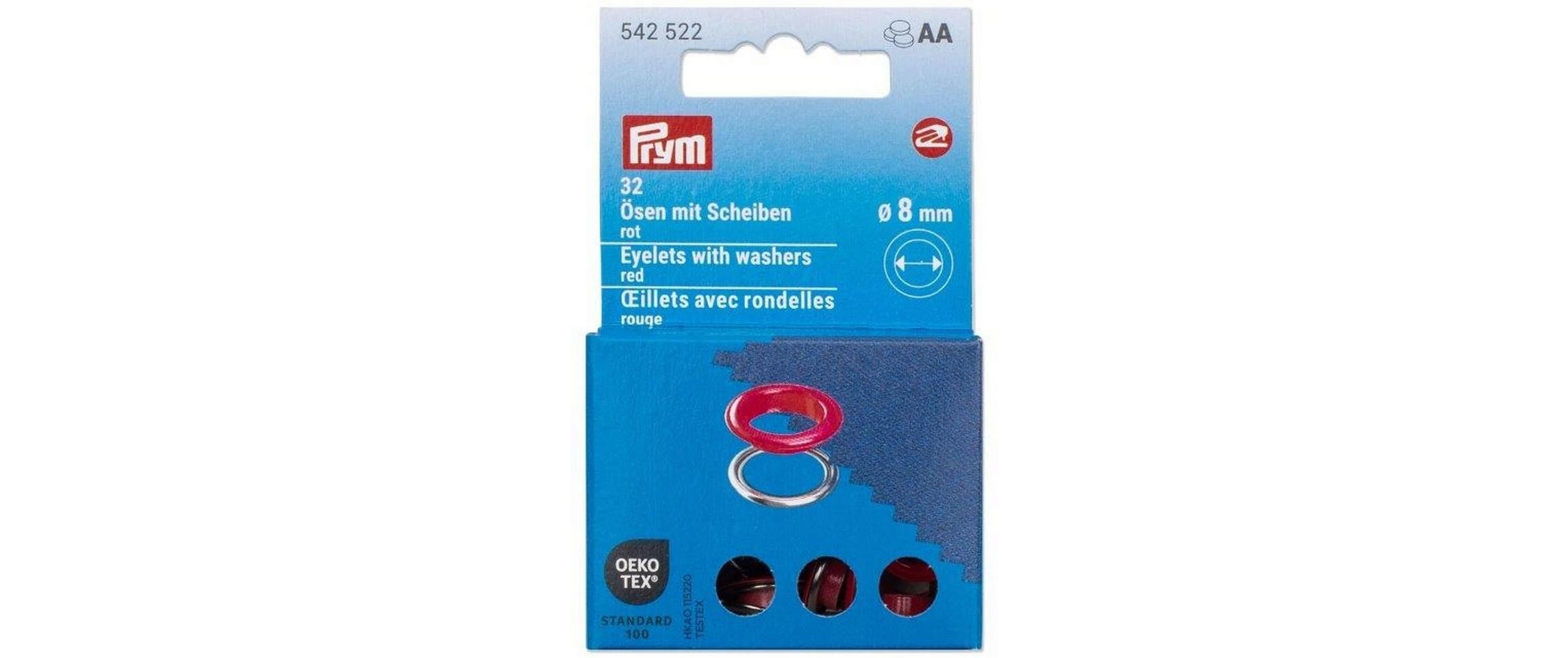 Ösen mit Scheiben, 8 mm Rot SilberNähfreie Ösen