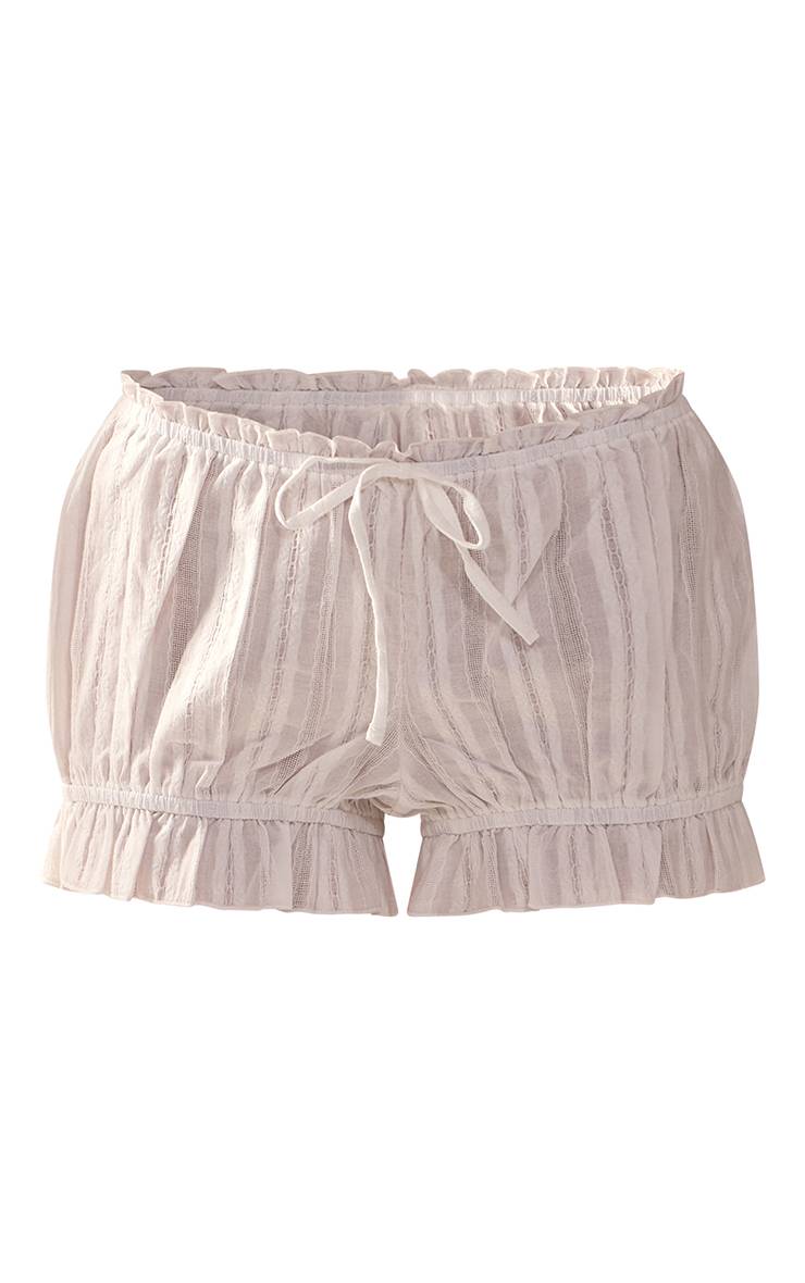 Blanc Short Bouffant En Coton Avec Cordon De Serrage