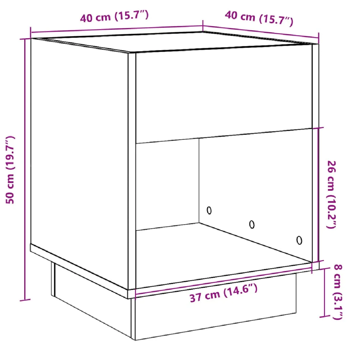 vidaXL Table de chevet LED infini noir 40x40x50 cm