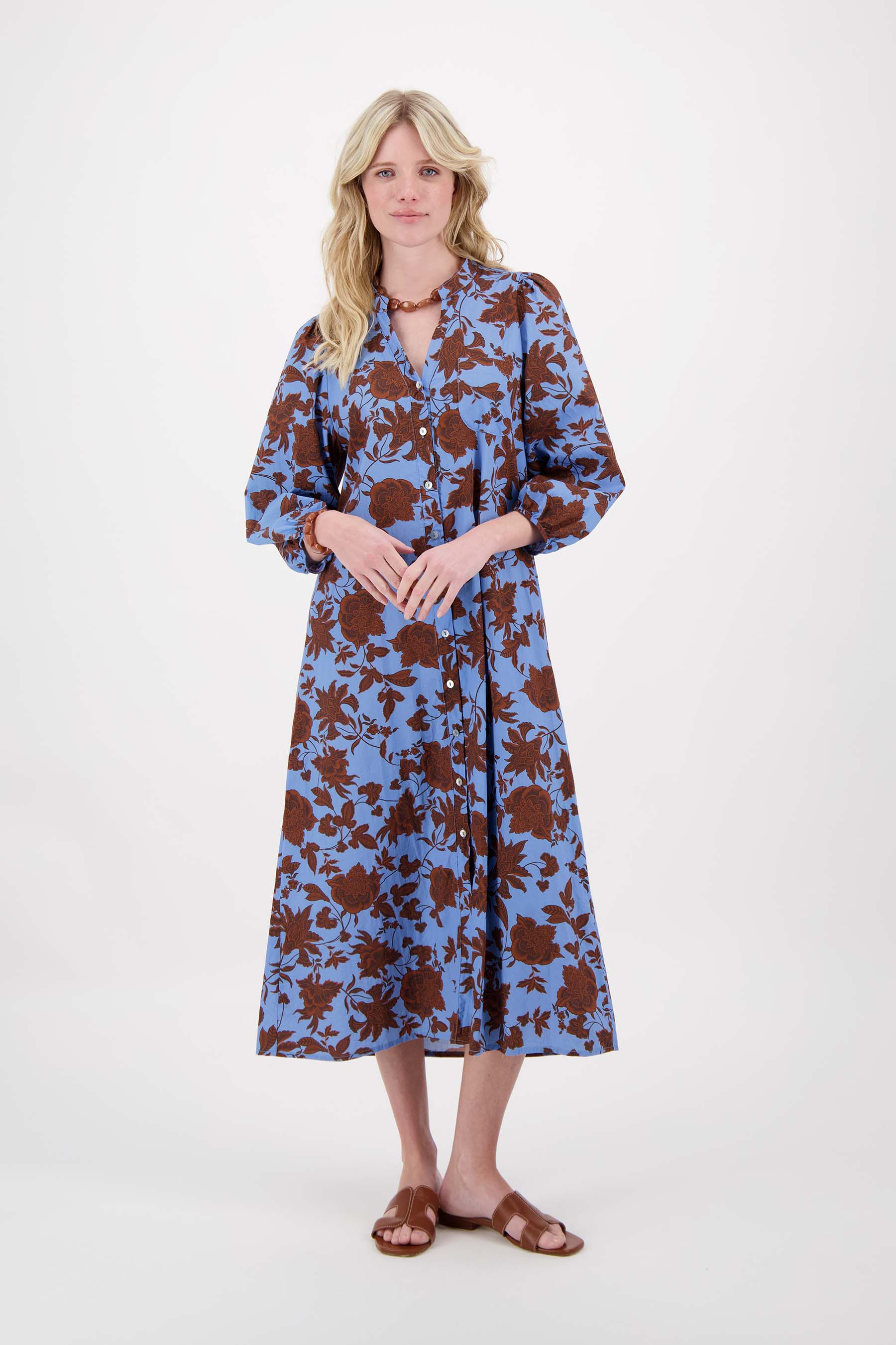 pofmouw jurk met ikat bloem print
