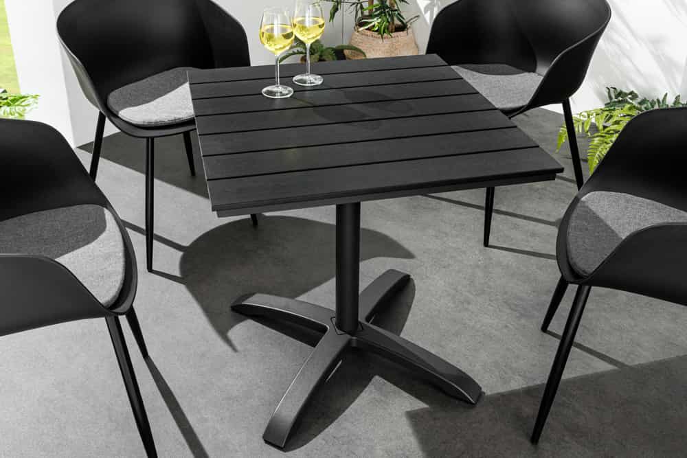 Moderner Bistrotisch DESIGNO 70cm schwarz Aluminium wetterfest Outdoor Gartentisch