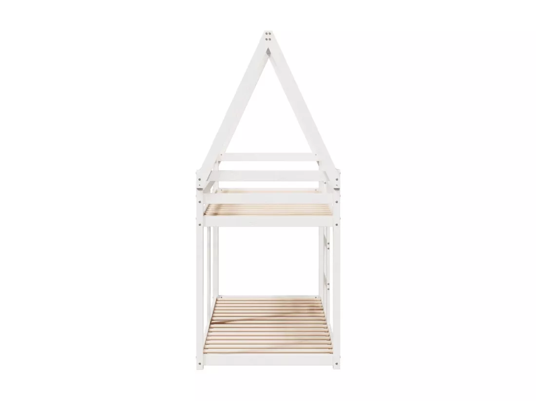Lit superposé avec toit blanc 90x200 cm bois de pin massif